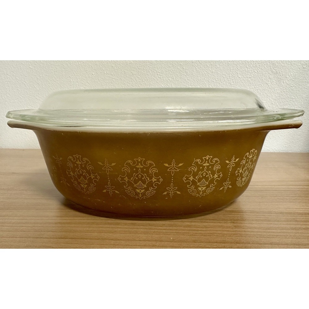 Vintage Pyrex 043 Regency 1 1/2 Quart Oval Casserole Dish With Lid